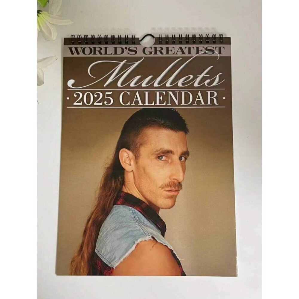 2025 World's Greatest Mullets Wall Calendar Dry Wipe English Everyday for Home